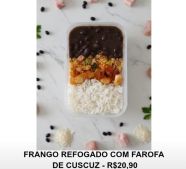 FRANGO REFOGADO COM FAROFA DE CUZCUZ